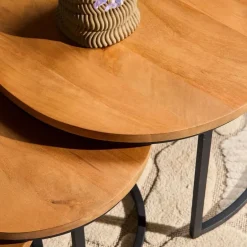 StarFurn - Ronde salontafels Denver - set van 3 - naturel Best