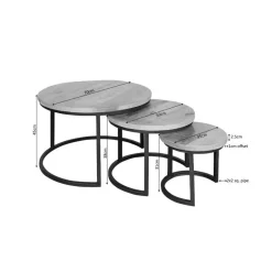 StarFurn - Ronde salontafels Denver - set van 3 - naturel Best