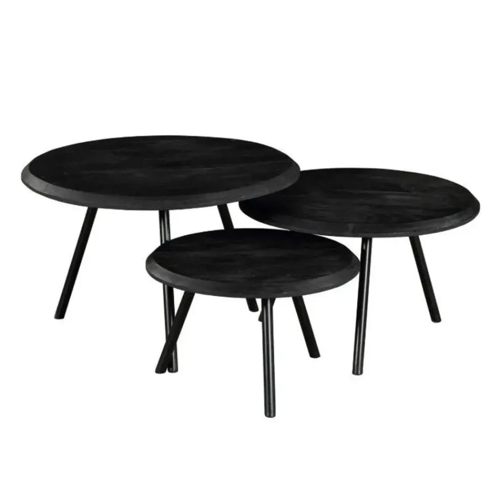 StarFurn - Salontafel Ohio Ø70 cm set van 3 - zwart Sale