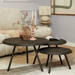 StarFurn - Salontafel Ohio Ø70 cm set van 3 - zwart Sale