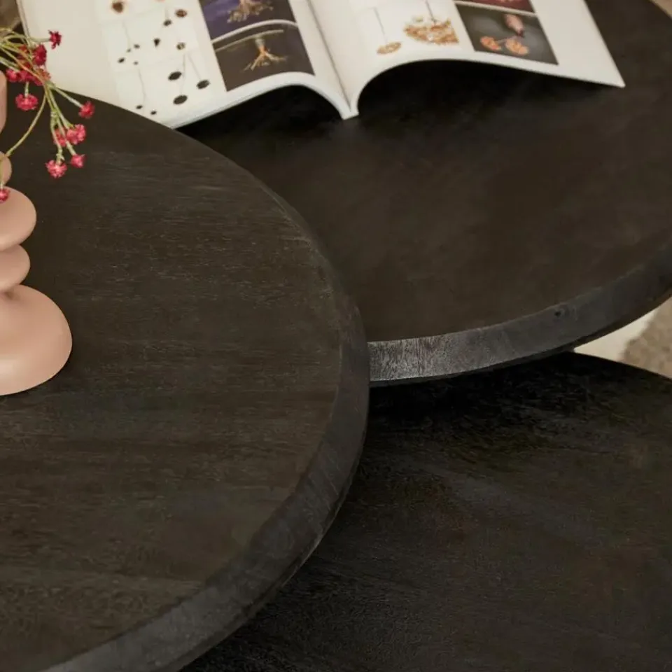 StarFurn - Salontafel Ohio Ø70 cm set van 3 - zwart Sale