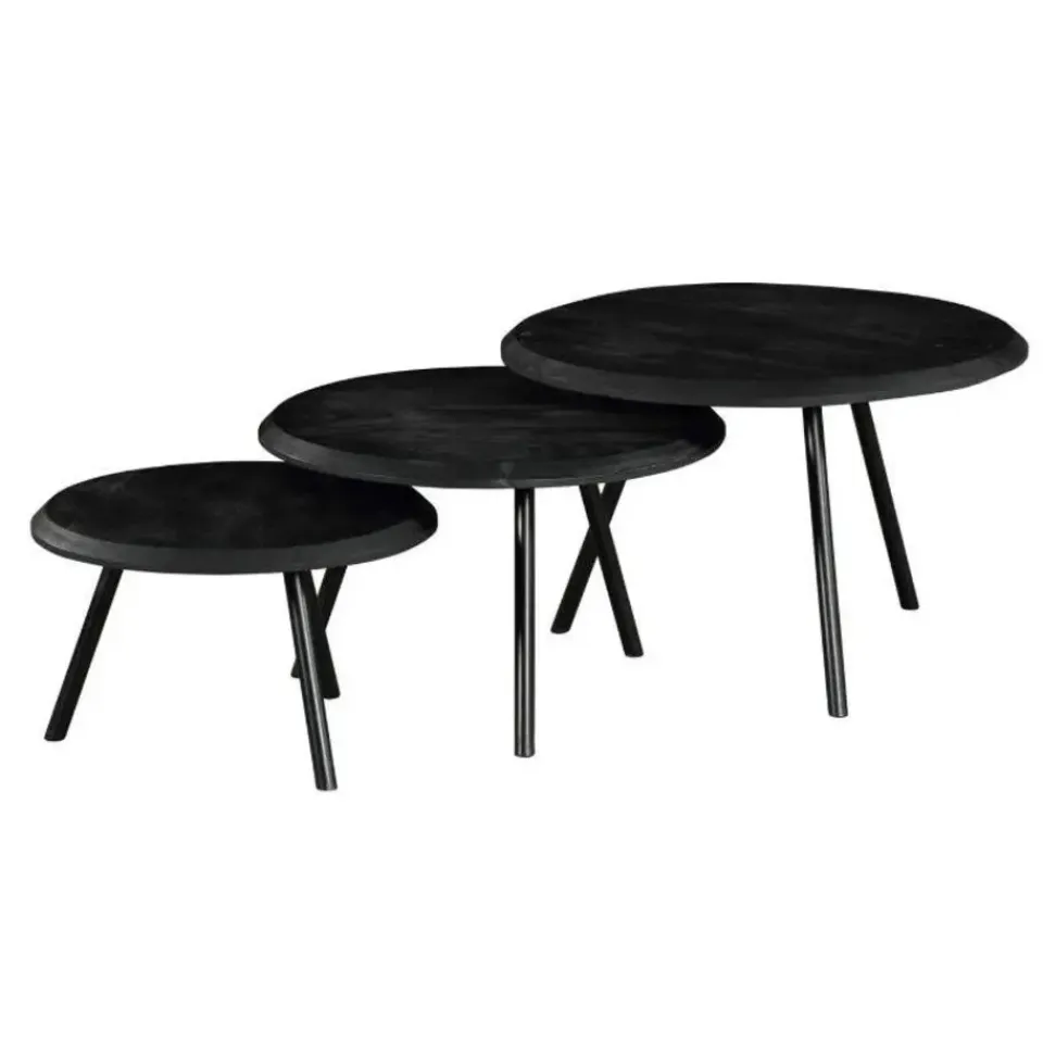 StarFurn - Salontafel Ohio Ø70 cm set van 3 - zwart Sale