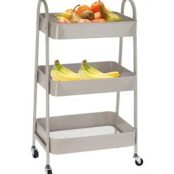 Storage Solutions Keukentrolley - beige - metaal - 79x44x32 cm Clearance