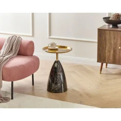 Leen Bakker STORM - Bijzettafel - Zwart/Goud - Metaal New