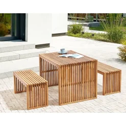 Beliani SULZANO - Tuinbank set van 2 - Lichthout - Acaciahout Discount