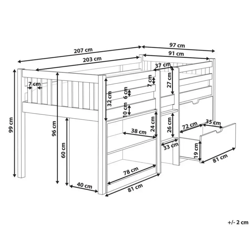 Beliani SUSVILLE - Kinderbed - Wit - 90 x 200 cm - Rubberhout Best