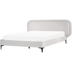 Beliani SUZETTE - Tweepersoonsbed - Lichtgrijs - 160 x 200 cm - Polyester