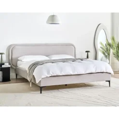 Beliani SUZETTE - Tweepersoonsbed - Lichtgrijs - 160 x 200 cm - Polyester