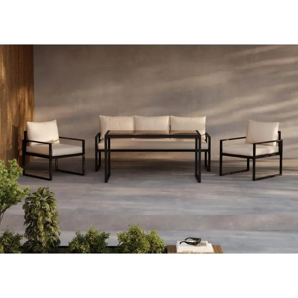 Svea - Fatima loungeset - zwart/beige Clearance