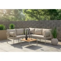 Svea - Jamal loungeset - hoekbank en tafel - beige/zand Online