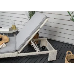 Svea - Yuri ligbed - wicker - wit/grijs Best