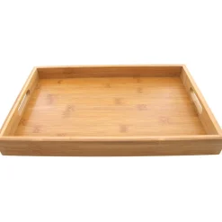 Svenska Living Dienblad - vierkant - bamboe - handvatten - 38 cm Discount