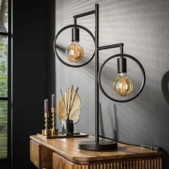 Dimehouse Tafellamp Hennes ring 2-lichts - 51x50x70 cm - Metaal - Grijs Sale