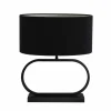 Light & Living Tafellamp Jamiro/Velours Ovaal - Zwart/Zwart - Ø17,5x48,5cm Outlet