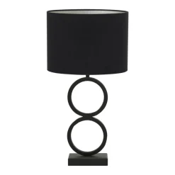 Light & Living Tafellamp Stelios/Velours Ovaal - Zwart/Zwart - Ø15x62cm Discount