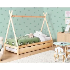 Beliani TALMONTIERS - Onderschuifbed - Lichtbruin - 90 x 200 cm - Grenenhout