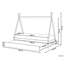 Beliani TALMONTIERS - Onderschuifbed - Lichtbruin - 90 x 200 cm - Grenenhout