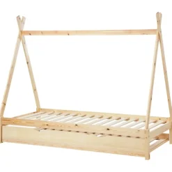 Beliani TALMONTIERS - Onderschuifbed - Lichtbruin - 90 x 200 cm - Grenenhout