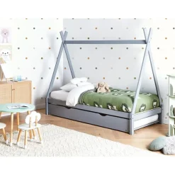 Beliani TALMONTIERS - Onderschuifbed - Grijs - 90 x 200 cm - Grenenhout Sale