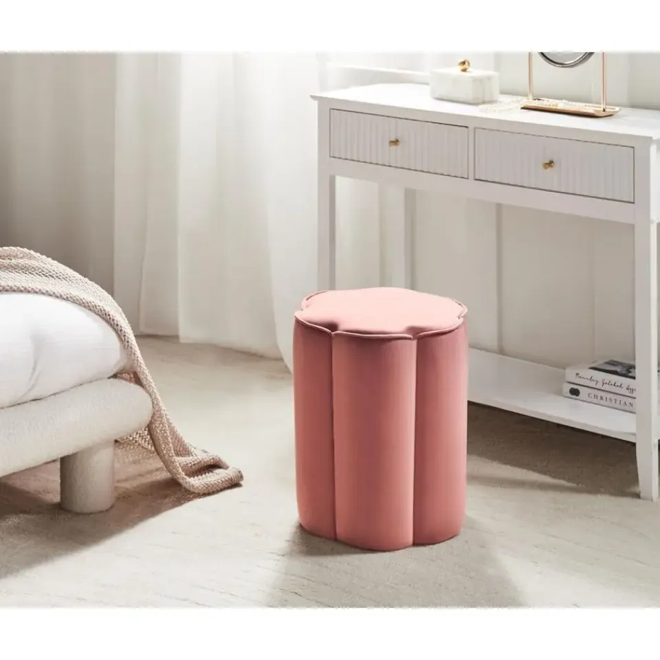 Leen Bakker TAPPEN - Poef - Roze - Fluweel Online