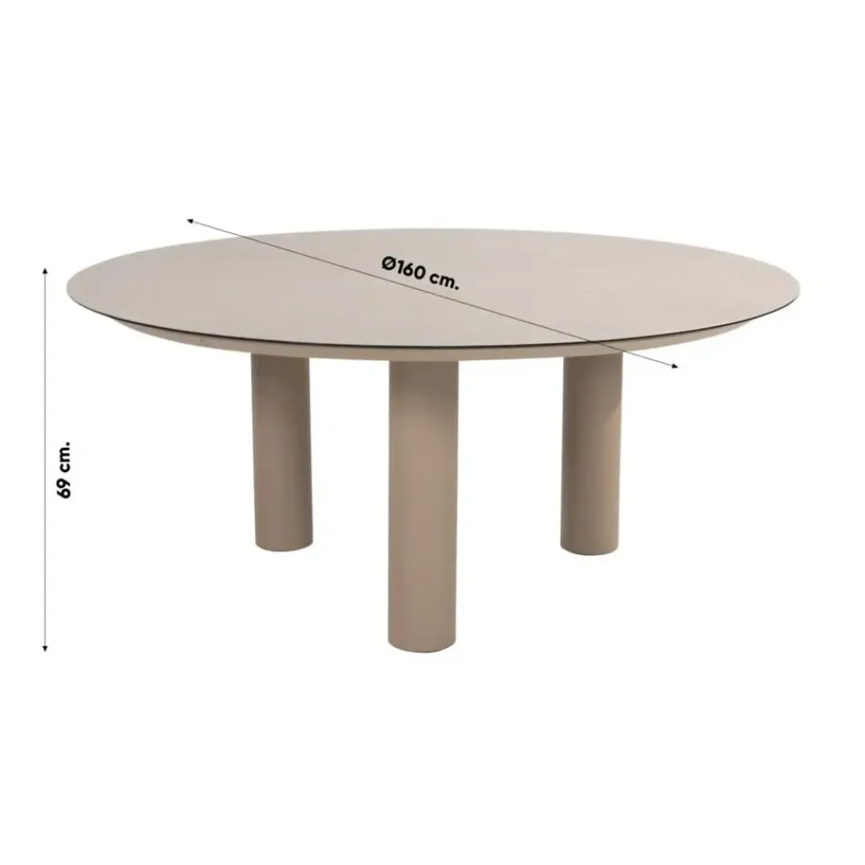 4-Seasons Outdoor Taste Donato low dining tuintafel Ø160 cm. - Latte Hot