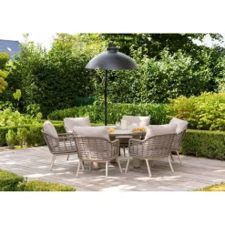 4-Seasons Outdoor Taste Donato low dining tuintafel Ø160 cm. - Latte Hot