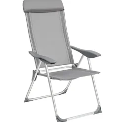tectake 4 aluminium tuinstoel inklapbaar met hoofdsteun, Grijs Discount