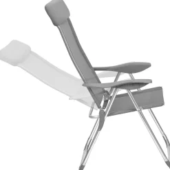 tectake 4 aluminium tuinstoel inklapbaar met hoofdsteun, Grijs Discount