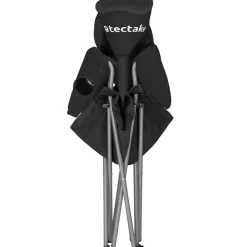 tectake - Gestoffeerde campingstoel MTX, opvouwbaar, met bekerhouder, Zwart