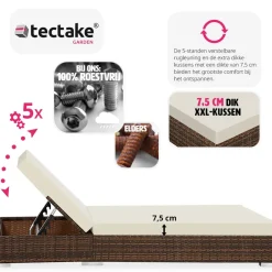tectake 2 wicker ligbedden met aluminium frame en tafel, inclusief beschermhoes Outlet