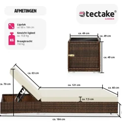 tectake 2 wicker ligbedden met aluminium frame en tafel, inclusief beschermhoes Outlet