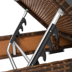 tectake 2 wicker ligbedden met aluminium frame en tafel, inclusief beschermhoes Outlet