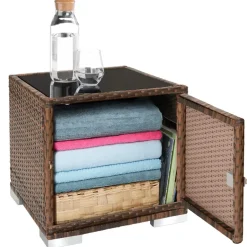 tectake 2 wicker ligbedden met aluminium frame en tafel, inclusief beschermhoes Outlet