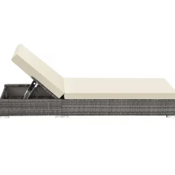 tectake 2 wicker ligbedden met aluminium frame en tafel, inclusief beschermhoes Clearance