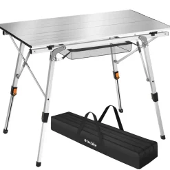 tectake Aluminium campingtafel Tina opvrouwbaar in hoogte verstelbaar , Zilver Hot