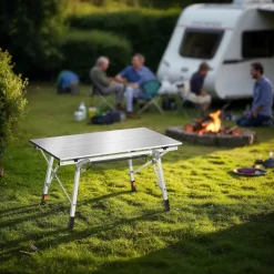 tectake Aluminium campingtafel Tina opvrouwbaar in hoogte verstelbaar , Zilver Hot