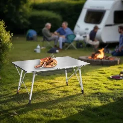 tectake Aluminium klaptafel Bastiaan in hoogte verstelbaar , Zilver New