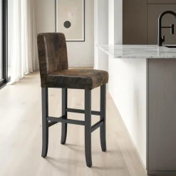 tectake Barkruk van kunstleer, Oud Bruin Clearance