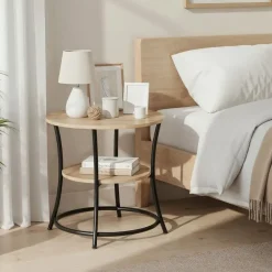 tectake Bijzettafel Saint Louis, Industrieel Licht Hout, Eiken Sonoma Discount