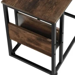 tectake Bijzettafel Wigan 55x36,5x60cm, Industrieel Hout Donker, Rustiek Clearance