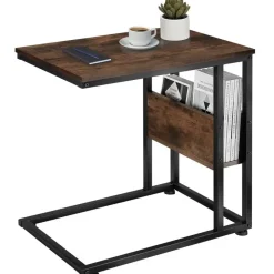 tectake Bijzettafel Wigan 55x36,5x60cm, Industrieel Hout Donker, Rustiek Clearance