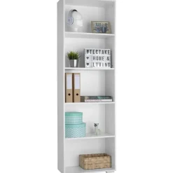 tectake Boekenrek Lexi 5 vakken 60x30x190cm, Wit Discount