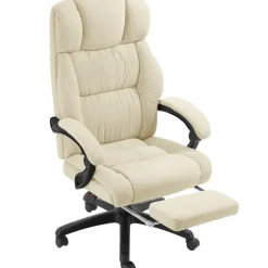 tectake Bureaustoel Jillien met voetsteun en veloursbekleding, Beige