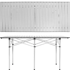 tectake Campingtafel van aluminium met tas 140x70x70cm , Grijs New
