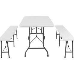 tectake Campingtafelset Panja wit opvouwbaar, Wit Clearance