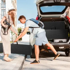 tectake Campingtafelset Vani inklapbaar in wicker-look, Zwart-wicker Look Clearance