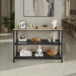 tectake Consoletafel Bristol 100x30x81cm, Industrieel Hout Donker, Rustiek New