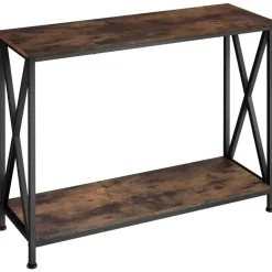 tectake Consoletafel Tacoma 100x35x80,5cm, Industrieel Hout Donker, Rustiek New