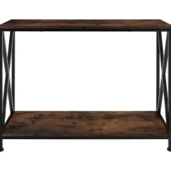 tectake Consoletafel Tacoma 100x35x80,5cm, Industrieel Hout Donker, Rustiek New
