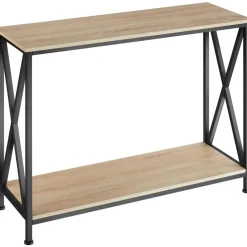 tectake Consoletafel Tacoma 100x35x80,5cm, Industrieel Licht Hout, Eiken Sonoma Clearance